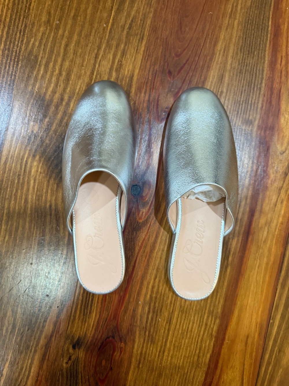 J. Crew Metallic Gold Leather Slip-On Mules